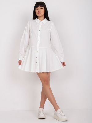 Макси рокля с дълъг ръкав Fashionhunters бяло
