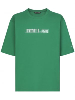 Памучна тениска с принт Dolce & Gabbana зелено