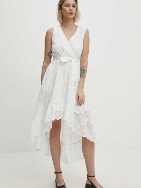 Памучна мини рокля Answear Lab бяло