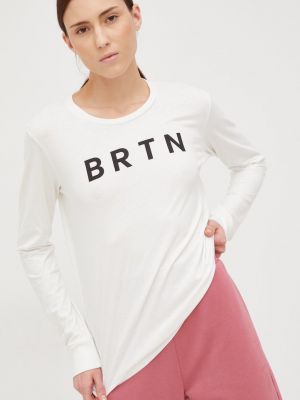 Памучна блуза с дълъг ръкав Burton бяло