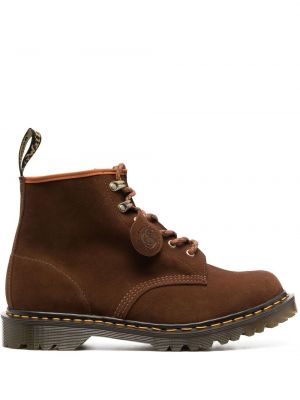 Dantel bağcıklı düz çizmeler Dr. Martens kahverengi