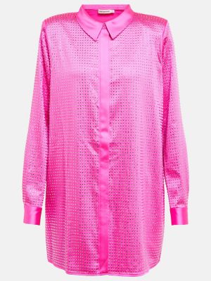 Сатенена риза с кристали Self-portrait розово