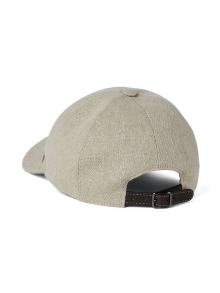 Lniana czapka z daszkiem bawełniana Brunello Cucinelli beżowa