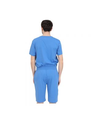 Dzianinowe szorty slim fit bawełniane Polo Ralph Lauren Underwear niebieskie