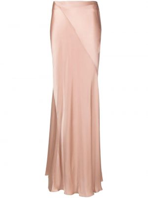 Saténové dlouhá sukně Alberta Ferretti růžové