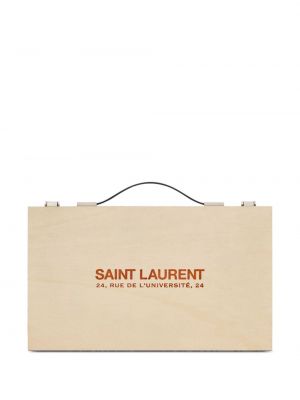 Чанта през рамо с принт Saint Laurent бежово