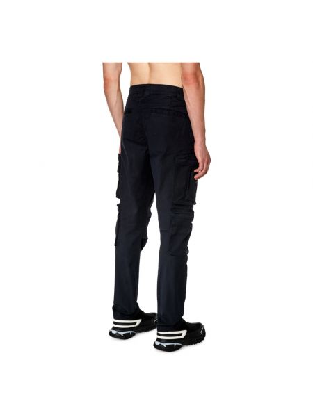 Pantalones cargo con cremallera con bolsillos Diesel negro