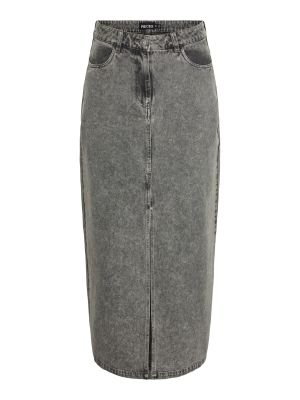 Džínsová sukňa Pieces sivá