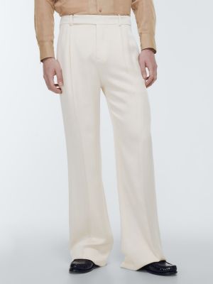 Pantaloni clasici din satin Saint Laurent alb