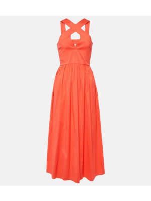 Βαμβακερή μίντι φόρεμα Max Mara πορτοκαλί