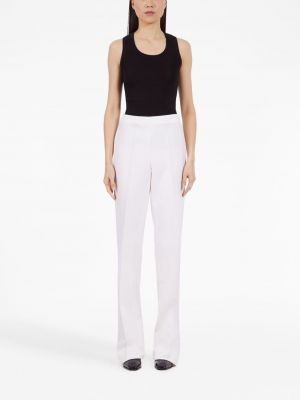 Vlněné rovné kalhoty Ferragamo bílé