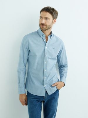 Camisa slim fit con estampado con estampado geométrico Hackett azul