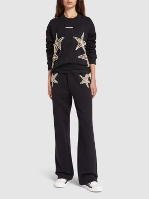 Pantalones rectos con bordado de estrellas Dsquared2 negro