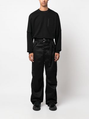 Bavlněné tričko na zip s kapsami Sacai černé