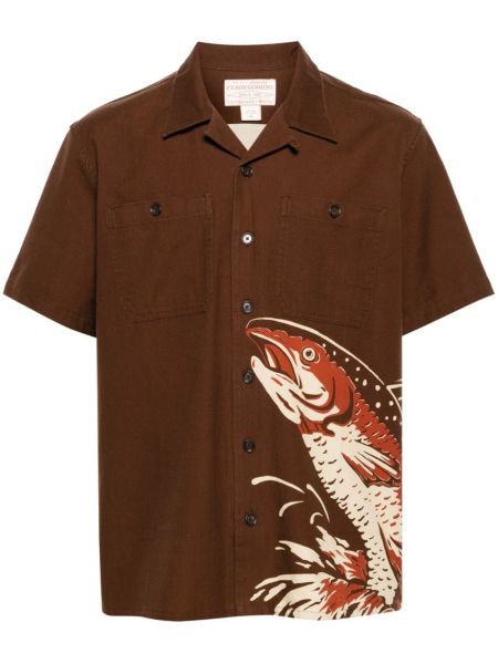 Raštuota medvilninė marškiniai Filson ruda