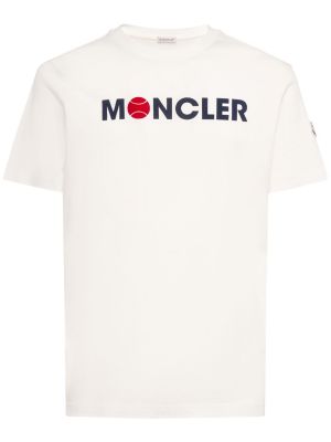 Koszulka bawełniana z dżerseju Moncler biała
