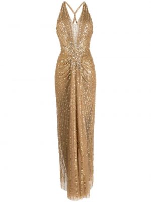 Kristály estélyi ruha Jenny Packham aranyszínű