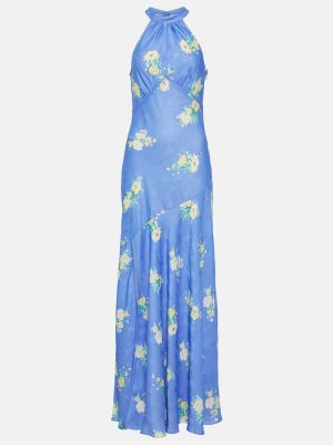 Kvetinové dlouhé šaty Loveshackfancy modrá