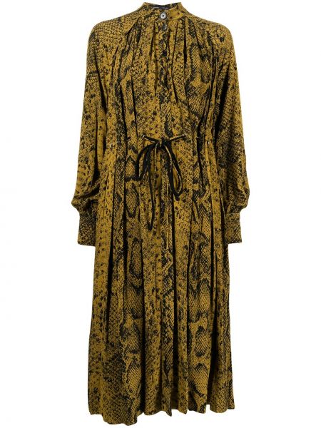 Vestido de cuero con estampado de estampado de serpiente Proenza Schouler amarillo