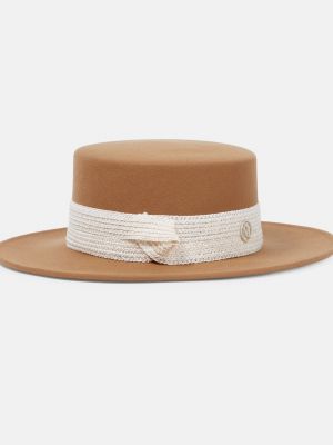 Коричневая фетровая шерстяная шапка Maison Michel