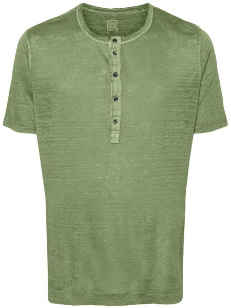 Ľanové tričko na gombíky 120% Lino zelená