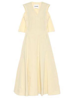 Jedwabna sukienka długa bawełniana Jil Sander żółta