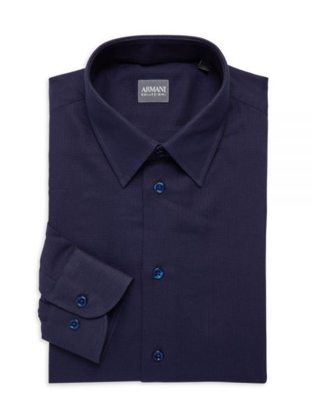Клетчатая приталенная рубашка Armani Collezioni Синяя
