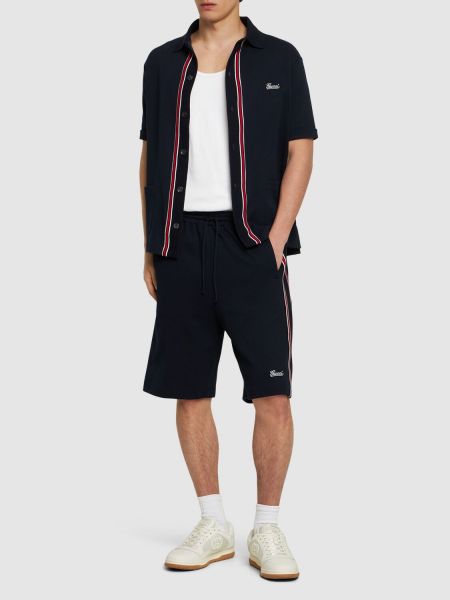 Shorts en coton de basketball Gucci bleu