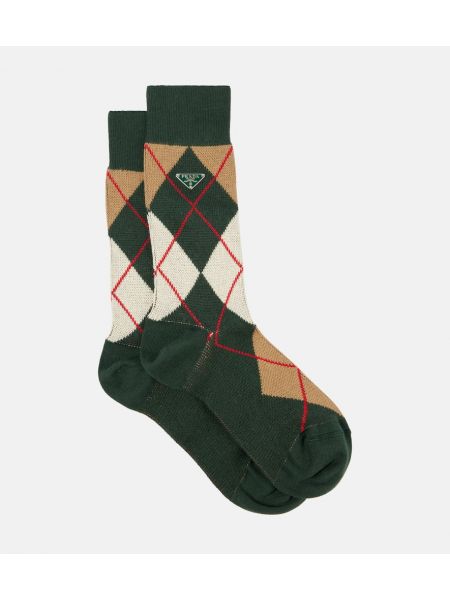 Argyle-mönstrad bomull sockor Prada