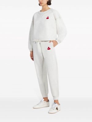 Spodnie sportowe bawełniane z nadrukiem Isabel Marant białe