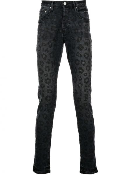 Leopardimustriga mustriline kitsa lõikega teksapüksid Purple Brand