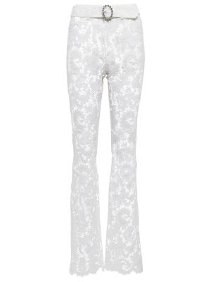 Pantalones rectos de encaje Alessandra Rich blanco