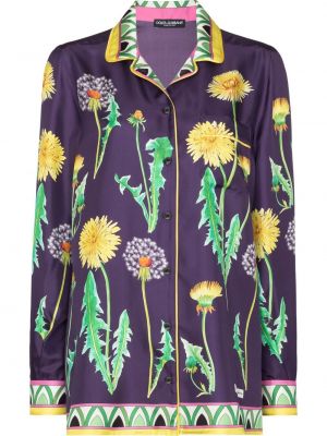 Шелковая рубашка с принтом Dolce & Gabbana, фиолетовая