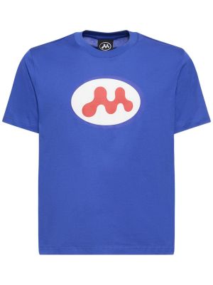 Памучна тениска с принт от джърси Mowalola синьо