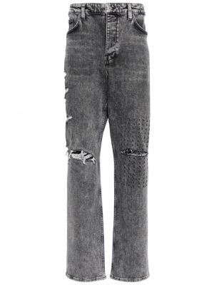 Roztrhané džínsy s rovným strihom Ksubi sivá