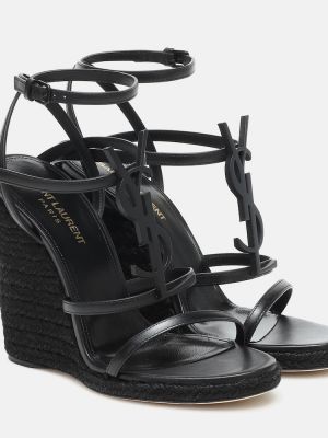 Sandale cu pană Saint Laurent negru