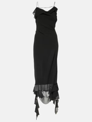 Aszimmetrikus fodros midi ruha Acne Studios fekete
