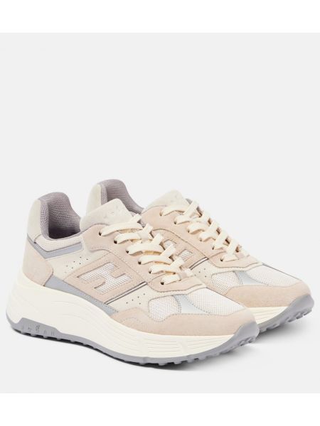 Semsket skinn sneakers Hogan beige