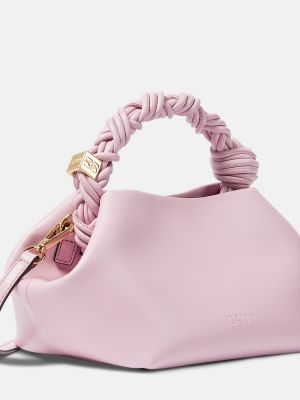Leder shopper handtasche aus lederimitat Ganni pink
