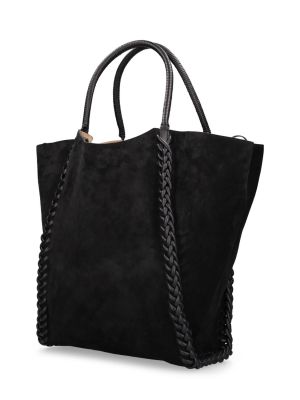 Pletena shopper torbica od brušene kože Altuzarra crna