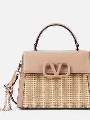 Kožená nákupná taška Valentino Garavani ružová