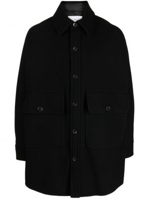 Μάλλινο παλτό Fumito Ganryu μαύρο