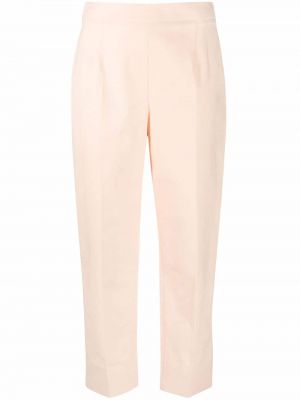 Bavlněné kalhoty s vysokým pasem Boutique Moschino - béžová