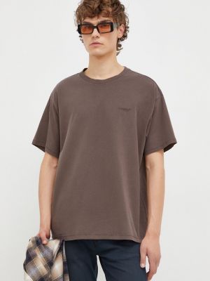 Bavlněné tričko s aplikacemi Levi's hnědé
