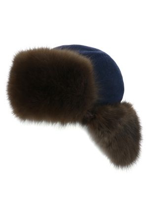 Кашемировая шапка Bos Bison синяя