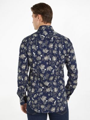 Virágos ing nyomtatás Tommy Hilfiger kék