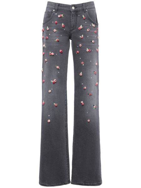 Broderet straight jeans Blumarine grå