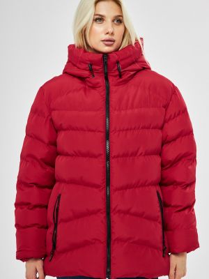 Žieminis paltas su gobtuvu River Club raudona