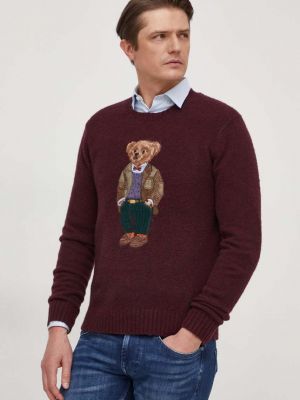 Sweter wełniany Polo Ralph Lauren bordowy