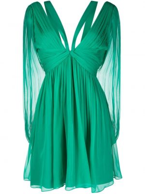 Sukienka koktajlowa plisowana Alberta Ferretti zielona